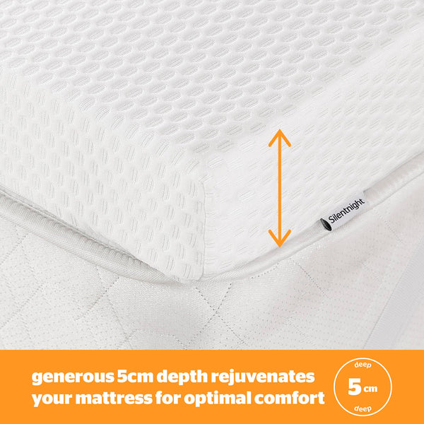 Silentnight Impress Memory Foam Mattress Topper - 5cm Thick Luxury Orthopedic King Size Mattress Topper for Back and Neck Pain - Removable Washable Cover