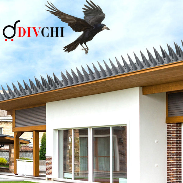 DIVCHI 20 Pcs Bird Spikes for Anti Pigeons And Birds, Fence Wall Spikes Garden Security Anti-Climb Cat Bird Intruder Pest Deterrent, Birds Fence Roof Tall Covers 33.5 x 4.5 x 3.7cm 6.7M (22ft) (Brown)