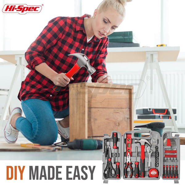 Hi-Spec 54pc Home & Office DIY Tool Kit Set. Complete Household Tool Box with Essential Hand Tools Included for Basic Repairs, Maintenance & Home Improvement Projects