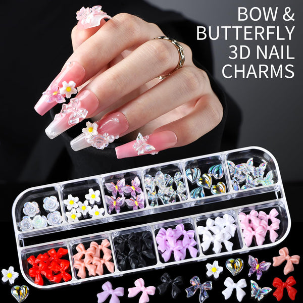 Teenitor Nail Rhinestones Nail Art Tools with 15 Sheets Gold Nail Art Stickers, 6 Boxes of Nail Charms Nail Gems Nail Pearls Nail Jewels