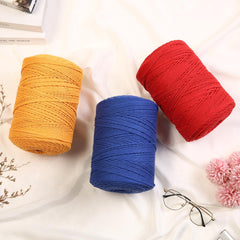 GOHOF Macrame Cord 3mm x 450m Premium Cotton Macrame Rope, 4 Strand Twisted Soft Cotton Cord, One of The Most Perfect Materials for Macrame Art, Cotton String Without Chemicals (White)