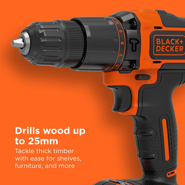 BLACK+DECKER 18V Cordless Hammer Drill, BCD700S1K-GB