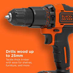 BLACK+DECKER 18V Cordless Hammer Drill, BCD700S1K-GB
