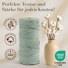 GARNIYARN Makramee Garn, Minted Sage, 3mm x 100m
