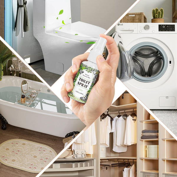 Scent-Hi Toilet Spray with Lavender, Linen & Mint 3 Pack (30ml/1oz) Natural Aromatherapy Luxury Bathroom Spray