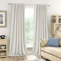 PANGSINNE 100% Blackout Linen Curtains 96 inch Length - 2 Panels Set Thermal Insulated Black Out Drapes for Living Room Bedroom Back Tab/Rod Pocket Room Darkening Window Curtain 8 FT
