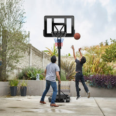 GYMAX Basketball Hoop and Stand, 12FT Portable Basketball Set with 44" Backboard, Wheels, Stable Base & Secure Bag, Professional Basketball Hoop System for Outdoor Indoor (308-368cm)