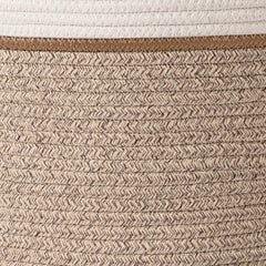 La Jolíe Muse Large Storage Basket - Cotton Rope Laundry Basket with Handle for Diaper Blanket Toy Towel Woven Laundry Basket Home Decor, White & Desert-S