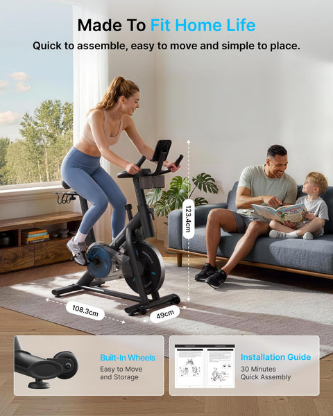 MERACH Magnetic Exercise Bike, Smart Training System, Quiet Comfort Ride