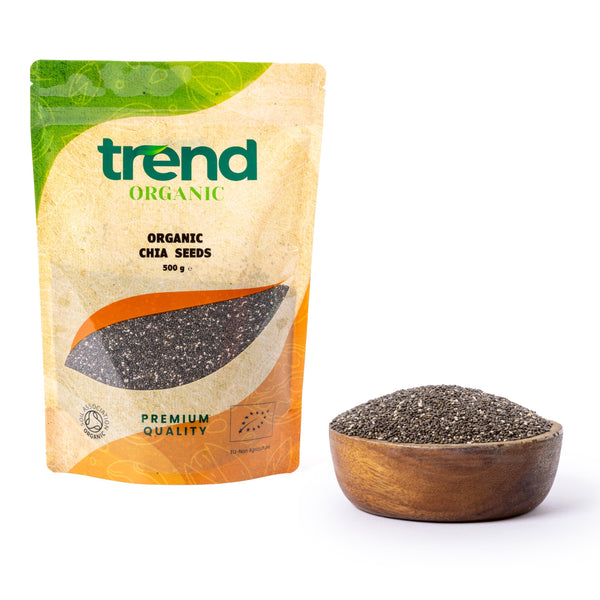 Trend Organic Chia Seeds, 500g–Good Source of Protein, Fibre, Healthy Fats, and Essential Minerals – Ideal for Smoothies – Certified Organic, Vegan, GMO-Free, No Additives No Preservatives, Raw