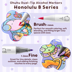 Ohuhu × Coco Wyo Coloring Set 48 Alcohol Markers& Coloring Book Brush& Fine