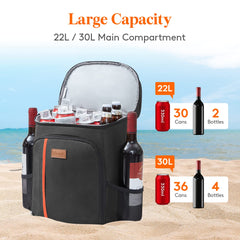 Lifewit 30 Cans Backpack Cooler Waterproof Insulated Soft Lunch Cooler Backpack Lightweight Leakproof Cooler Bag for Men Women Adults for Work Picnics Beach Camping Travel Outdoor Activities, Black