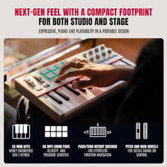 Akai Professional MPK Mini IV USB-C MIDI Keyboard Controller for Beginners and Producers - MPC Drum Pads, 360° Knobs, Pitch and Mod Wheels, Production Software, Native Instruments Sound Package, Grey