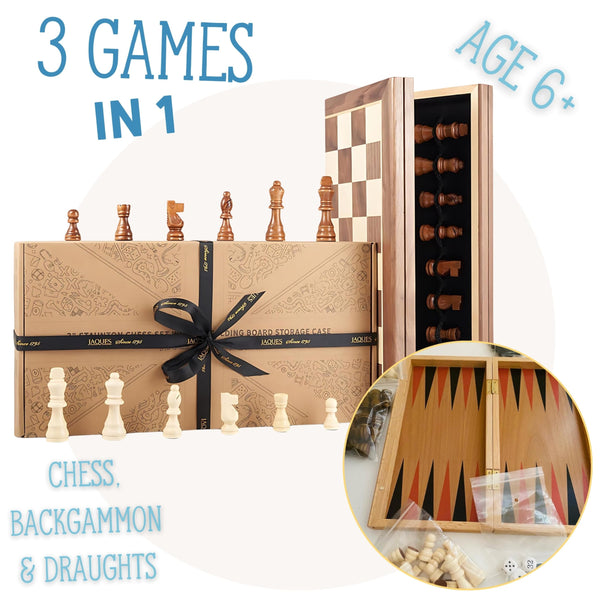 Jaques of London Chess Set & Backgammon Set | Folding Chess Board with Chess Pieces | Backgammon Pieces | Chess Set for Adults Luxury | Since 1795…