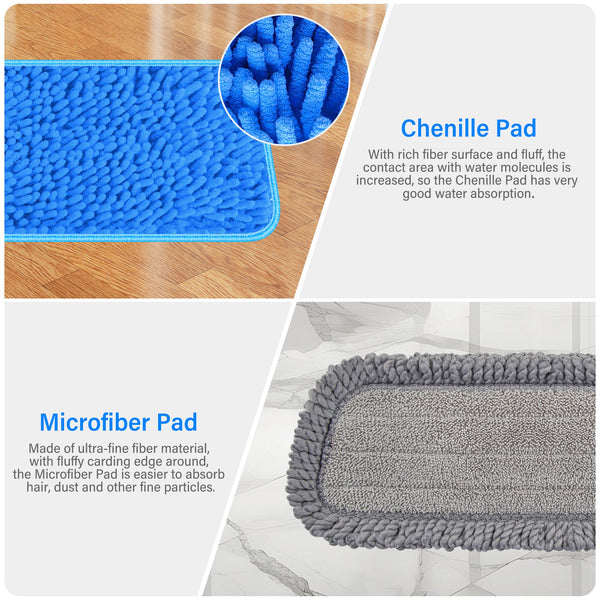Spray Mops for Cleaning Floors - MANGOTIME Microfiber Wood Floor Mop with Refillable Bottle & 3pcs Washable Pads for Househould Commercial Wood Laminate Vinyl Tile Wet Dry Dust Cleaning