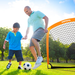 Happy Jump Football Goal Pop Up Football Net Post for Garden Training Festive Gift -5'x3'6"(Orange) -1 Pack