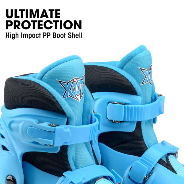 Xootz Kids Quad Skates, Beginner Adjustable Roller Skates Boys, Blue/Black