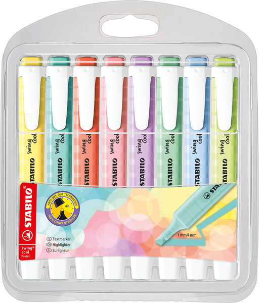 STABILO swing cool Pastel - Highlighter - Pack of 8 - Assorted Colours