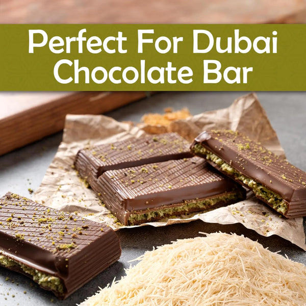 Roasted Kadayif Pastry for Dubai Chocolate - Chopped & Pre-Cooked 500g Kataifi Pastry Fillo Dough for Kunafa Bars, Kadayif Rolls or Dubai Chocolate Bar Pistachio