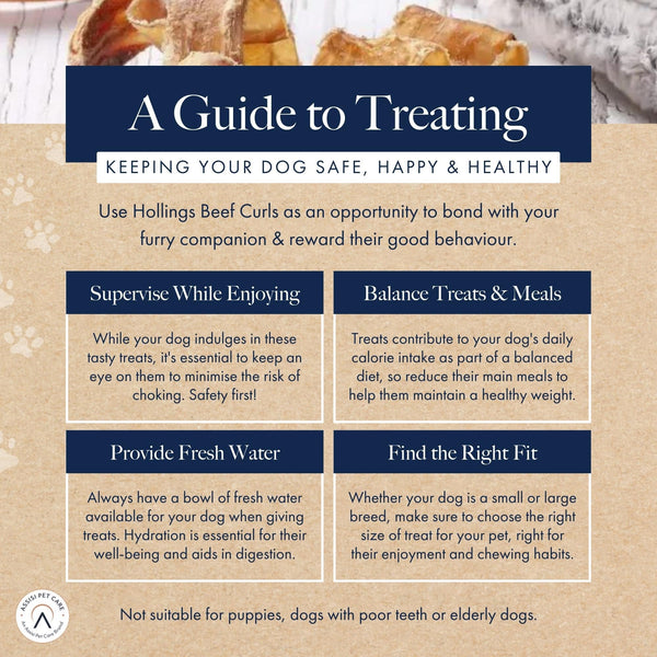 Hollings Beef Curls Dog Treats, All Natural Grain Free & Easily Digestible Air Dried Treats for Adult Dogs, Made From 100% Beef Trachea, 100 g
