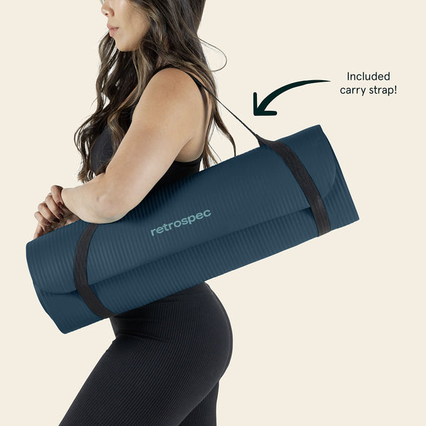 Retrospec Retrospec Solana Yoga Mat 1/2" Thick w/Nylon Strap for Men & Women - Non Slip Excercise Mat for Yoga, Pilates, Stretching, Floor & Fitness Workouts,Ocean Blue