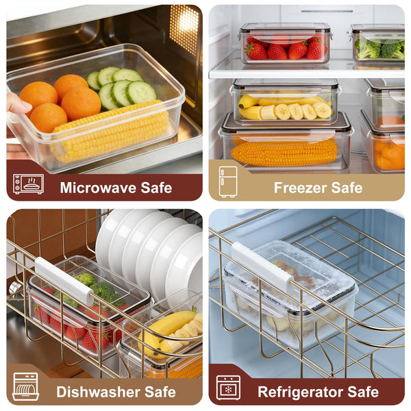 XJGQZ 30 Pcs Food Storage Containers with Lids Airtight, Leak proof Containers Set for Kitchen, Meal Prep, BPA-Free, PVC-Free Plastic, Microwave/Dishwasher Safe, Extra Labels & Pen