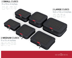 LeanTravel Compression Packing Cubes Luggage Organizers (6) Set (6 Set - Black)