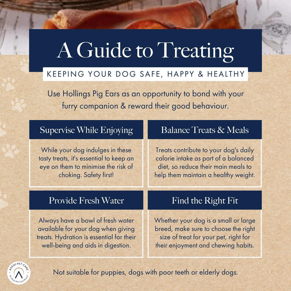 Hollings Pig Ears Dog Treats, 100% Natural Air Dried Long Lasting Chews for Adult Dogs, Grain Free & High in Protein (Pack of 2)