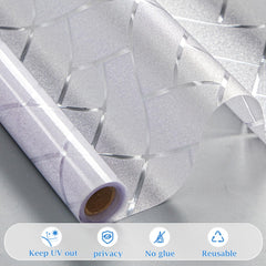 Coavas Window Privacy Film for Frosted Windows: Modern Brick Patterned, Anti UV Obscure Window Films, Self Adhesive Static Cling No Glue Removable, Opaque Frosting Window for Home Office, 75x200cm