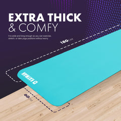 KAYMAN Exercise Yoga Mat Non Slip - Teal, 183 x 60 cm | Best Training & Workout Mat for Yoga, Pilates, Gymnastics, Stretching & Meditation | Eco Friendly Exercise Mat for Home with Carrying Straps