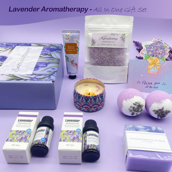 Bath Set Pamper Gifts For Women, Birthday Gifts For Her, Lavender Skin Care Gifts Ideas For Mum, Best Friend, Sister, Relaxation SPA Ladies Self Care Hampers, Female Anniversary Birthday Presents