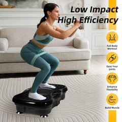 EVOLAND Vibration Plates, Vibration Fitness Exercise Machine for Home Use, with Bluetooth Speaker, 5 Program Modes, 2 Resistance Bands, Vibration Fitness Trainer, 330lb Max Load (B)