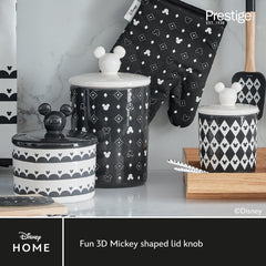 Prestige Disney Monochrome Mickey Mouse Kitchen Canisters Set of 3 - Airtight Ceramic Storage Jars With Lids, Black & White