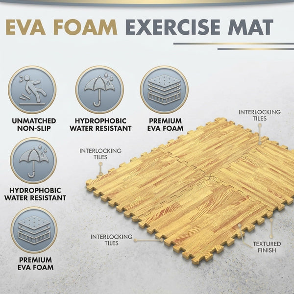 Lions Gym Flooring Mats 60x60cm – 12mm Thick Interlocking EVA Foam Floor Tiles, Non-Slip Puzzle Mats, Cushioned Exercise Flooring for Home, Garage & Workout