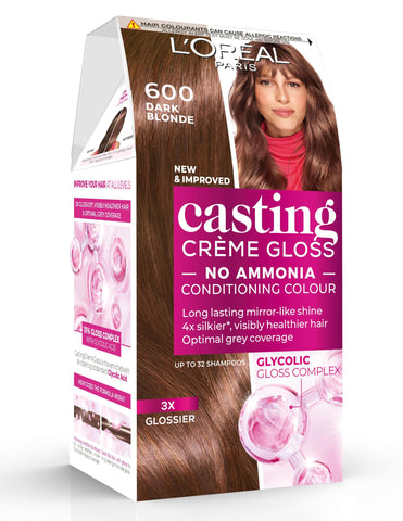 L'Oreal Paris Casting Creme Gloss semi-permanent hair dye, Blends away grey hair leaving a radiant hair colour, Brown hair dye, Dark Blond / Light Brown, 1 Count (Pack of 1) (Packaging may vary)