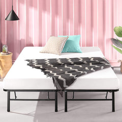 Zinus Shawn SmartBase Folding Guest Bed Frame King (150 x 200 cm) – Space Saving with Underbed Storage, No Assembly – Black