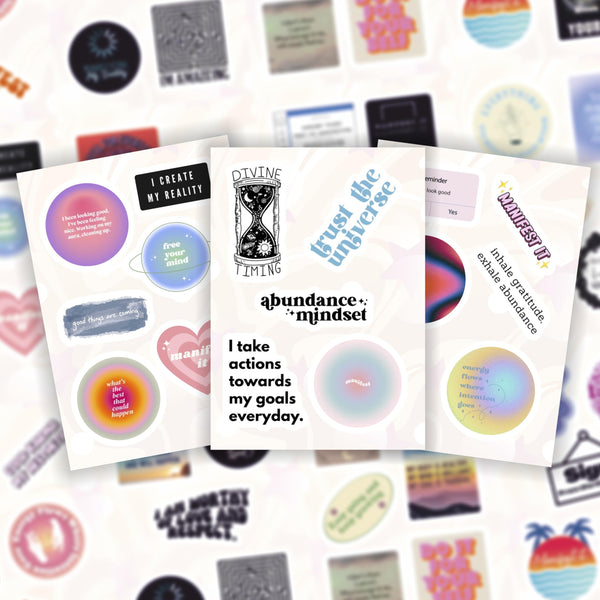 Manifestation Stickers for Water Bottle and Laptop - Manifestation Party Supplies & Decorations, Waterproof Vinyl Decals, Motivational and Inspirational Stickers, Gifts for Women & Men