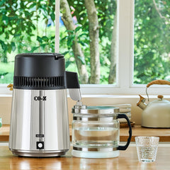 CO-Z Water Distiller, Stainless Steel Distilling Pure Water Machine for Home Countertop Table Desktop, 4L Distilled Water Making Machine, 4 Liter Water Purifier to Make Clean Water for Home,Silver