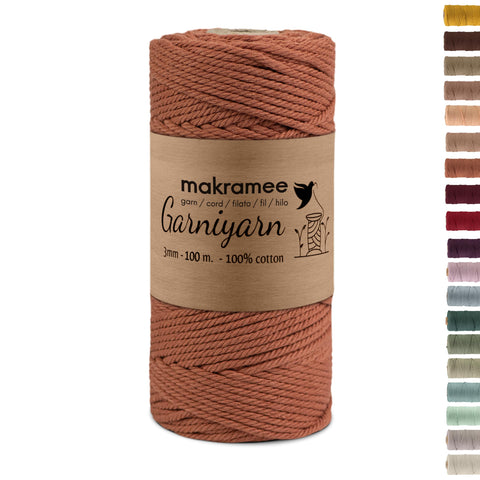 GARNIYARN Makramee Garn 3mm x 100m Terracotta
