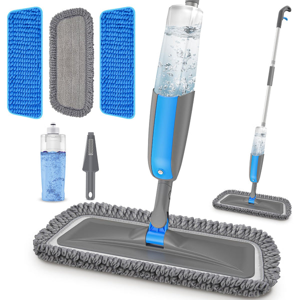 Spray Mops for Cleaning Floors - MANGOTIME Microfiber Wood Floor Mop with Refillable Bottle & 3pcs Washable Pads for Househould Commercial Wood Laminate Vinyl Tile Wet Dry Dust Cleaning
