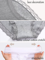 ALL OF SHE Cotton Underwear Women 5 Pack Ladies Knickers Multipack Soft Breathable Lace Trim Panties Comfortable Everyday Briefs-M