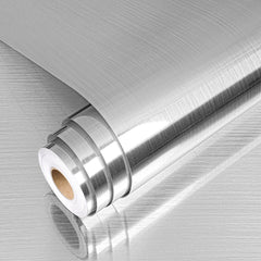 Yenhome Adhesive Film Furniture Silver Matt Metallic Extra Wide Self-Adhesive Film Furniture Silver for Kitchen Vinyl Worktop Kitchen Foils Brushed Stainless Steel for Table Cabinet Fridge 60 x 500 cm