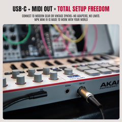 Akai Professional MPK Mini IV USB-C MIDI Keyboard Controller for Beginners and Producers - MPC Drum Pads, 360° Knobs, Pitch and Mod Wheels, Production Software, Native Instruments Sound Package, Grey