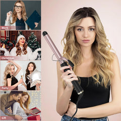 Culing Tongs, 25mm Hair Curler with Adjustable Temperature Ceramic Curling Iron for Long & Medium Hair, Digital Display, Curling Wand with Glove, Dual Voltage (25mm)