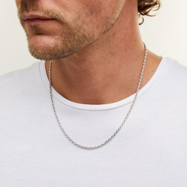 Avotto 925 Sterling Silver Chain for Men 2.5mm Mens Silver Chain Necklace Rope Chains Neckalce for Men Boys Kids Teen Boys Valentines Jewelry Gifts 18 Inch