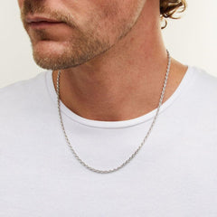 Avotto 925 Sterling Silver Chain for Men 2.5mm Mens Silver Chain Necklace Rope Chains Neckalce for Men Boys Kids Teen Boys Valentines Jewelry Gifts 18 Inch