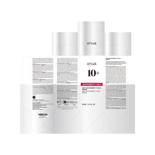 Anua Niacinamide 10 + TXA 4 Serum, Dark Spot Care, Hyaluronic Acid, Tranexamic Acid, Lightweight & Hydrating All-in-One Daily Facial Serum for Glass Skin, Korean Skincare, 30ml