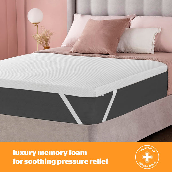 Silentnight Impress Memory Foam Mattress Topper - 5cm Thick Luxury Orthopedic King Size Mattress Topper for Back and Neck Pain - Removable Washable Cover