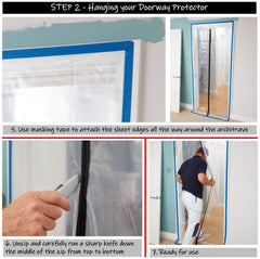 ProDec Zipped Doorway Dust Protector Heavy Duty Transparent Polythene Sheet For Preventing Dust Transfer Between Rooms During Renovations, Building Work and Construction