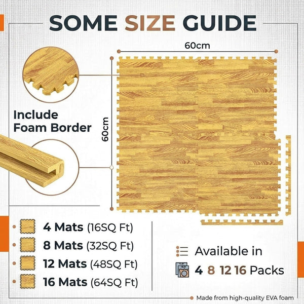 Lions Gym Flooring Mats 60x60cm – 12mm Thick Interlocking EVA Foam Floor Tiles, Non-Slip Puzzle Mats, Cushioned Exercise Flooring for Home, Garage & Workout